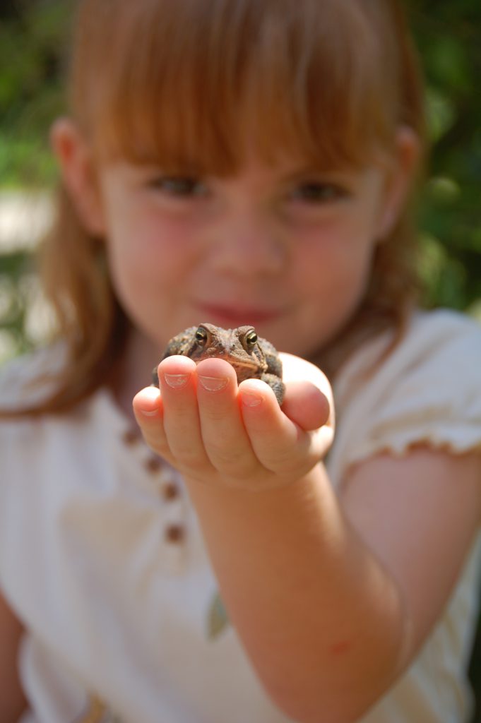 Child with American Toad